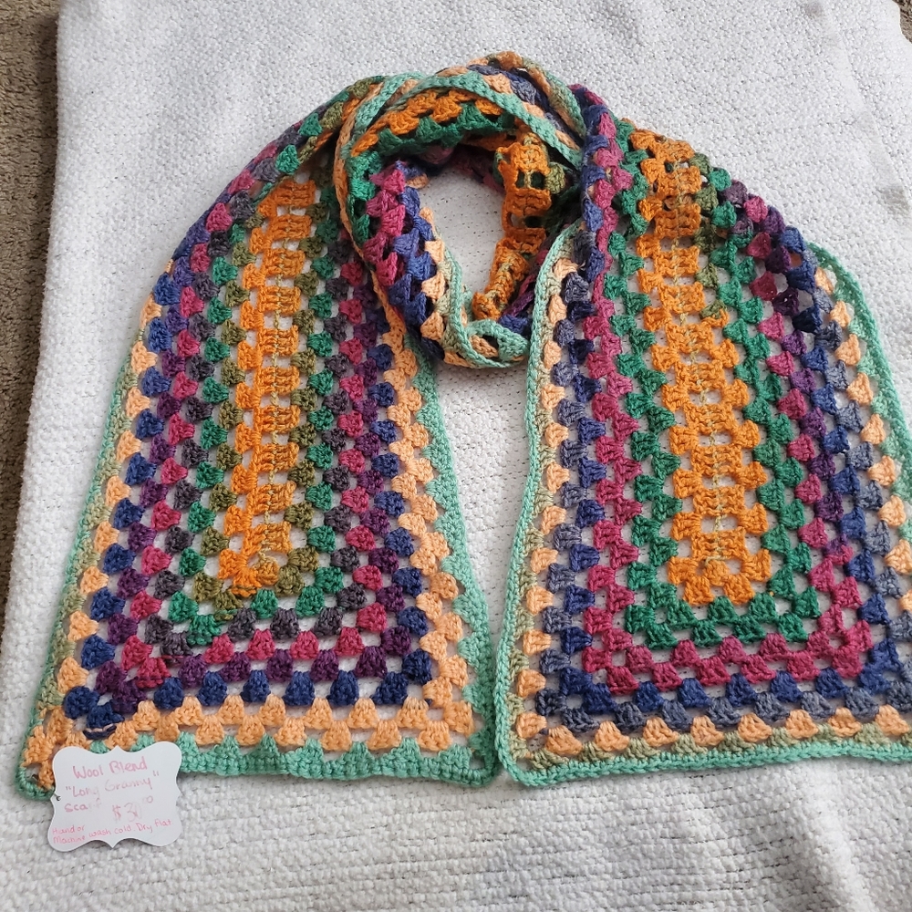 Wool blend long scarf